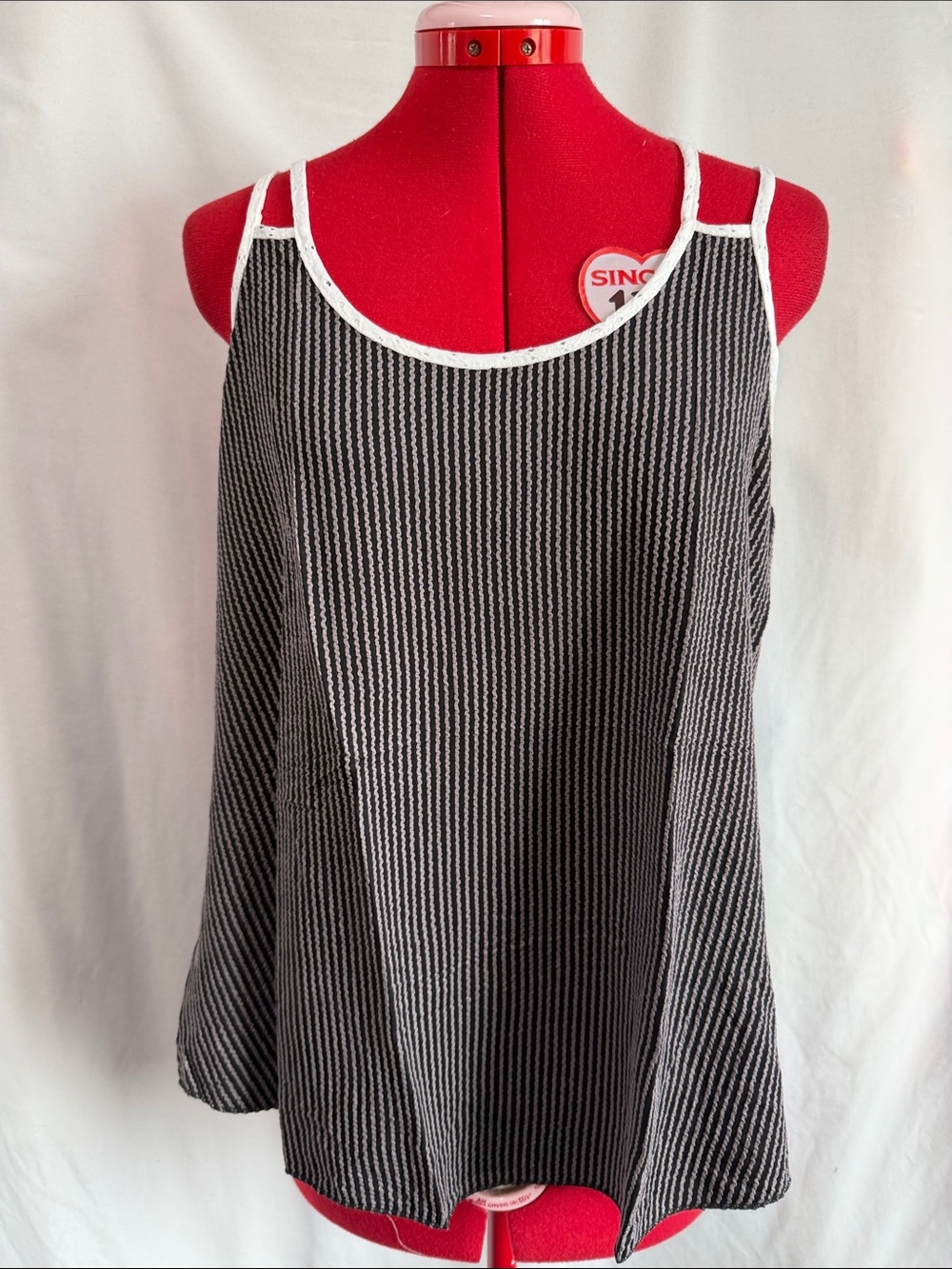 Striped Black and White Sleeveless Tank Top